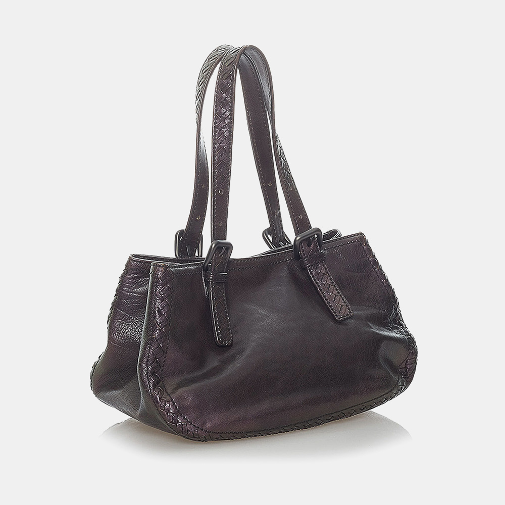 

Bottega Veneta Purple Intrecciato-Trim Leather Shoulder Bag