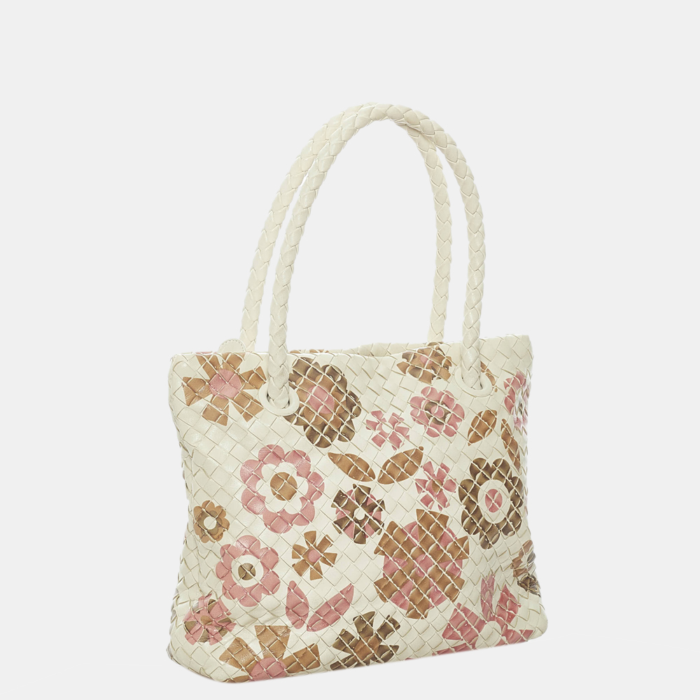 

Bottega Veneta Pink/White Intrecciato Leather Handbag