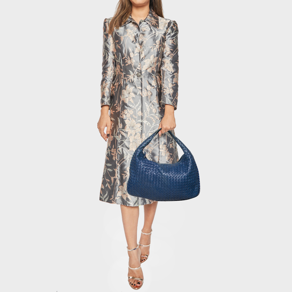 

Bottega Veneta Blue Intrecciato Leather Small Hobo