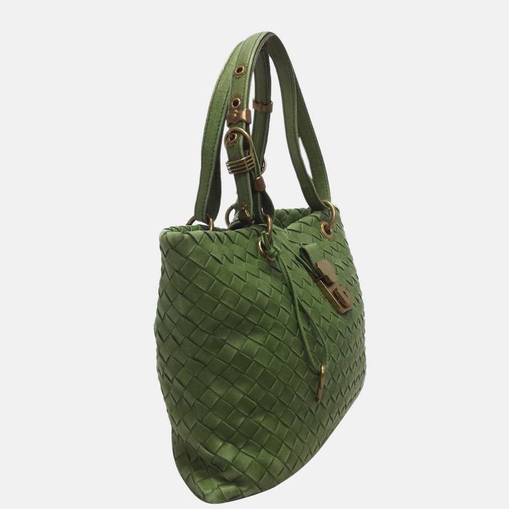 

Bottega Veneta Green Intrecciato Capri Handbag