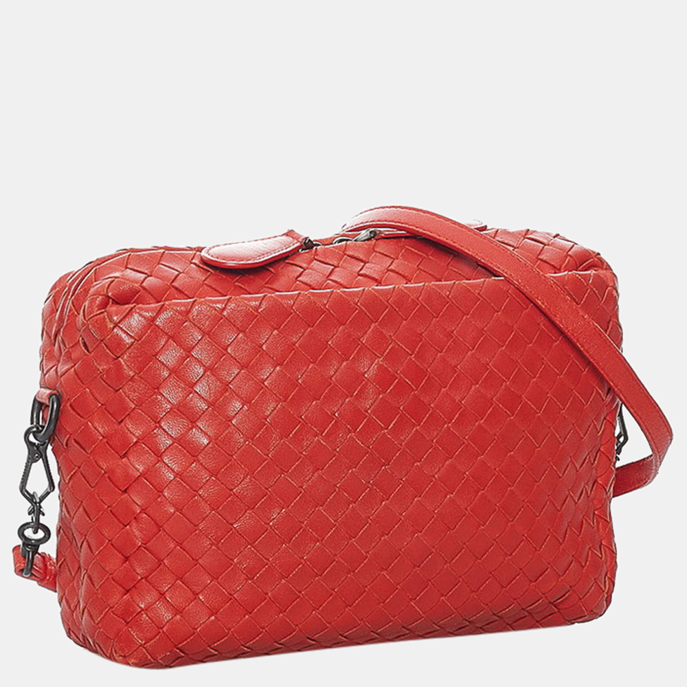 

Bottega Veneta Red Intrecciato Leather Shoulder Bag
