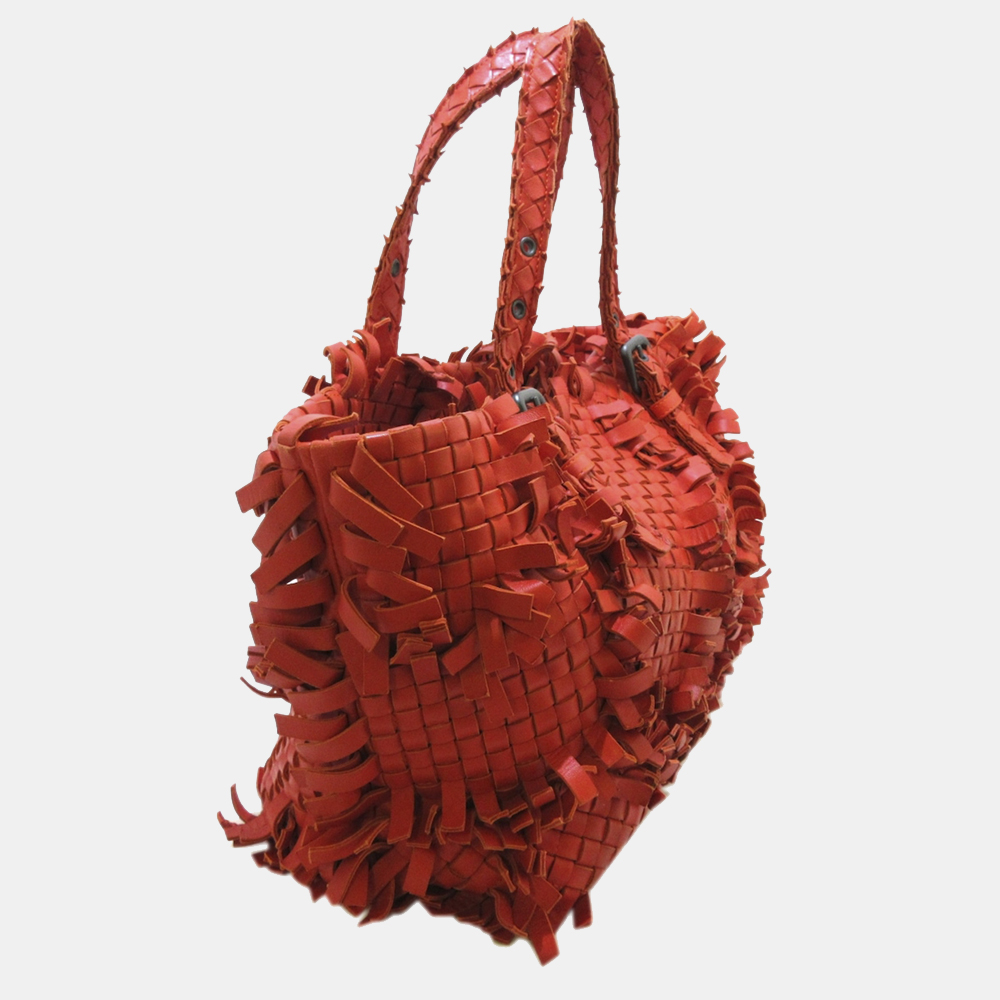 

Bottega Veneta Red Intrecciato Leather Tote Bag