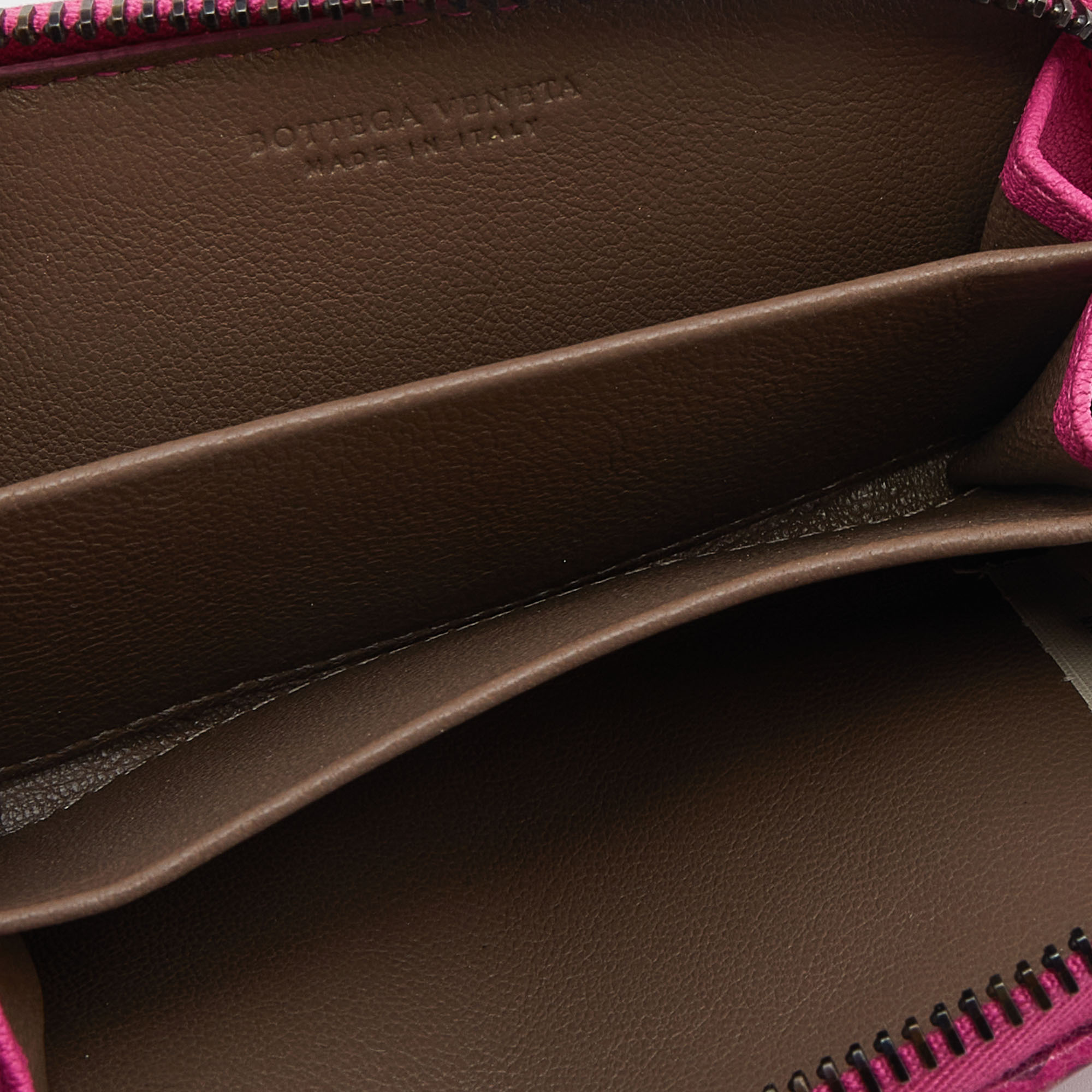 

Bottega Veneta Pink Snakeskin Intrecciato Leather Zip Around Wallet