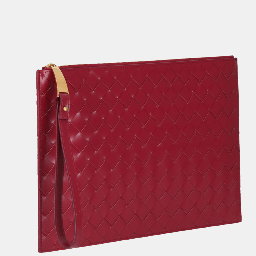 

Bottega Veneta Red Intrecciato Leather Clutch