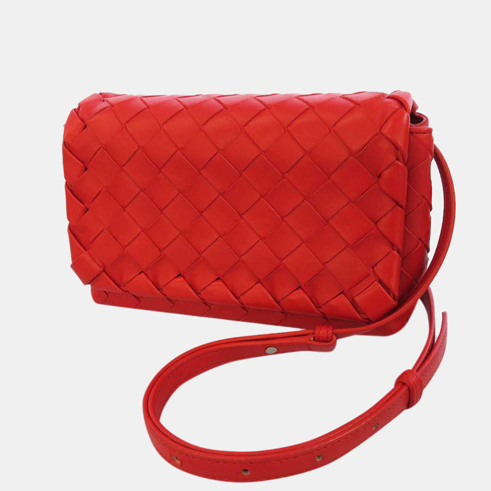 Pre-owned Bottega Veneta Red Intrecciato Nappa Leather Shoulder Bag ...