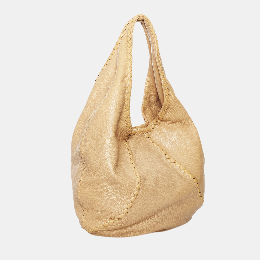 

Bottega Veneta Beige/Brown Baseball Leather Hobo Bag