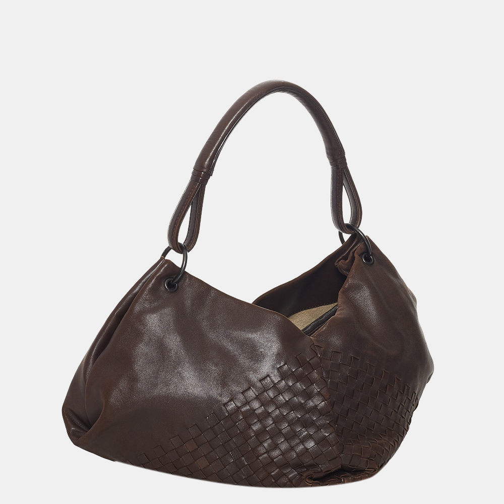 

Bottega Veneta Brown Leather Aquilone Fortune Cookie Hobo