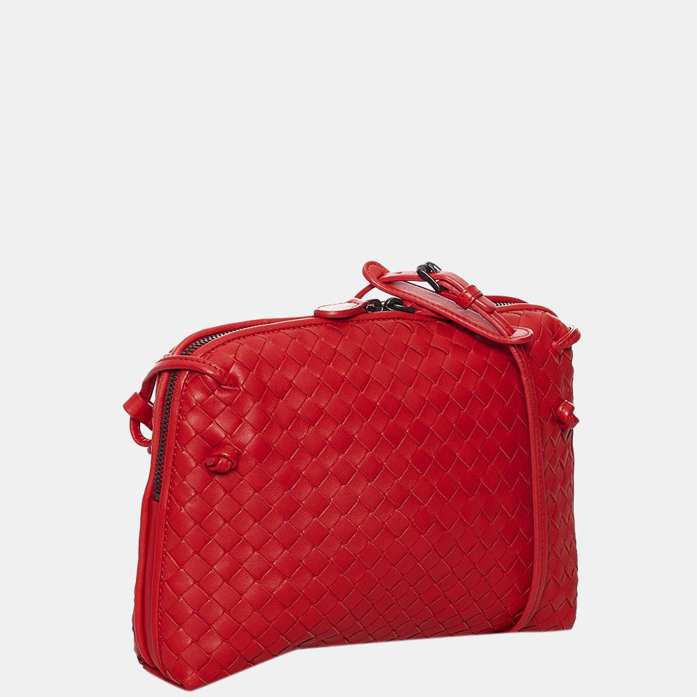 

Bottega Veneta Red Intrecciato Nodini Leather Crossbody Bag