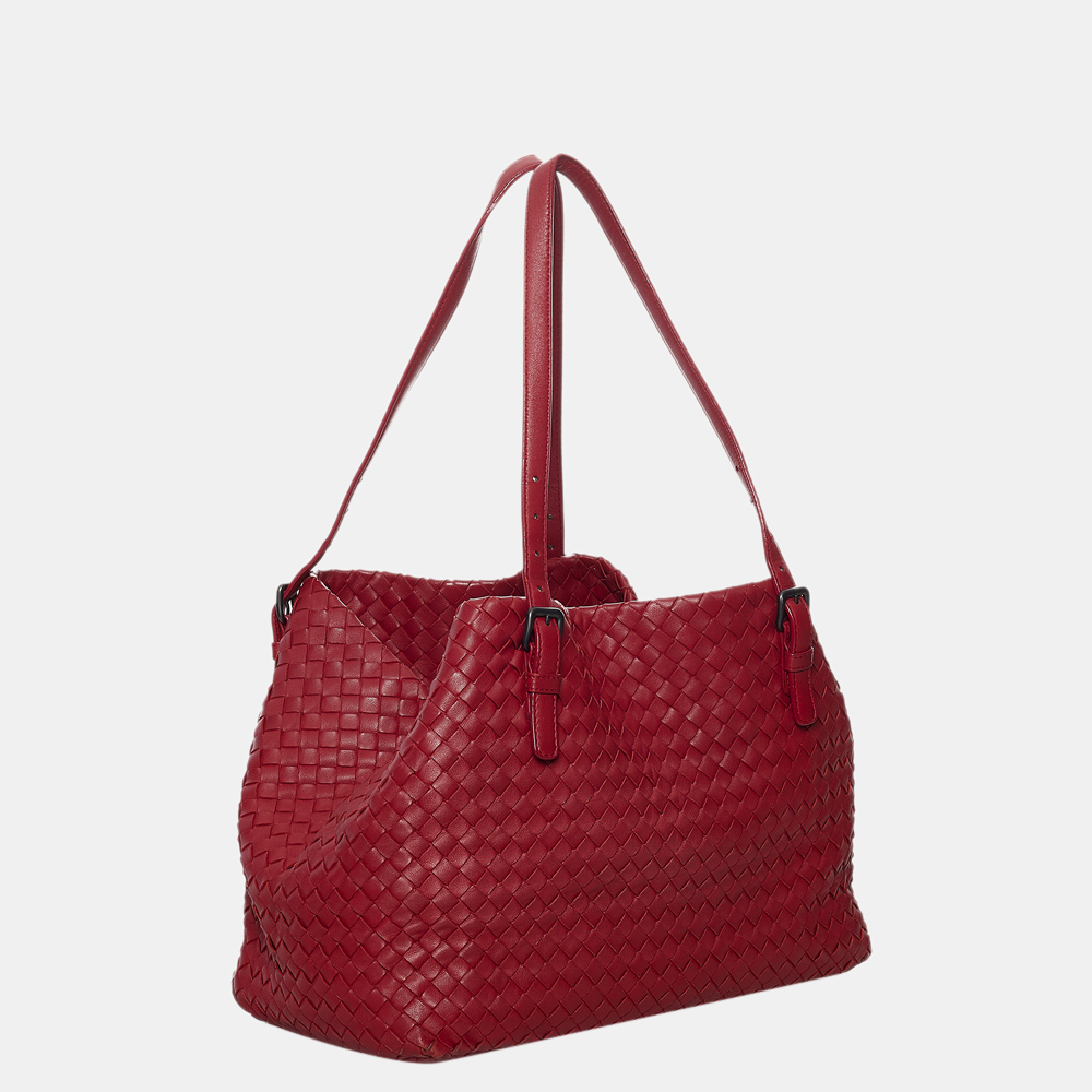 

Bottega Veneta Red Intrecciato Leather Tote Bag