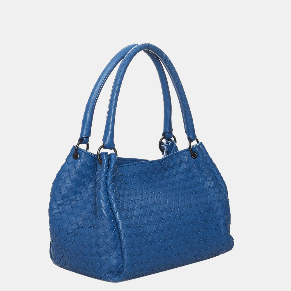 

Bottega Veneta Blue Intrecciato Leather Shoulder Bag