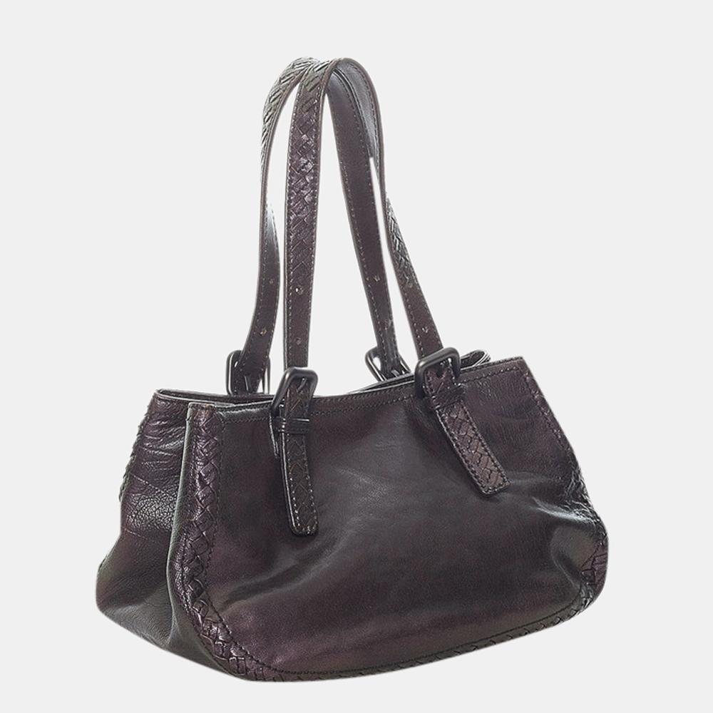 

Bottega Veneta Purple Intrecciato Leather Trim Shoulder Bag