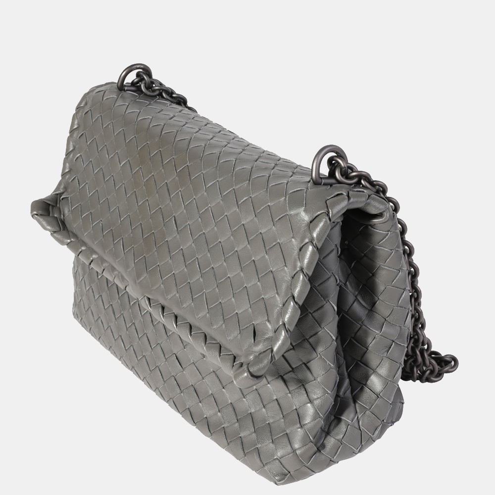 

Bottega Veneta Gray Intrecciato Leather Olimpia Shoulder Bag, Grey