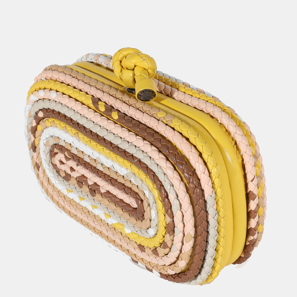 

Bottega Veneta Multicolor Intrecciato Leather Braided Knot Clutch Bag