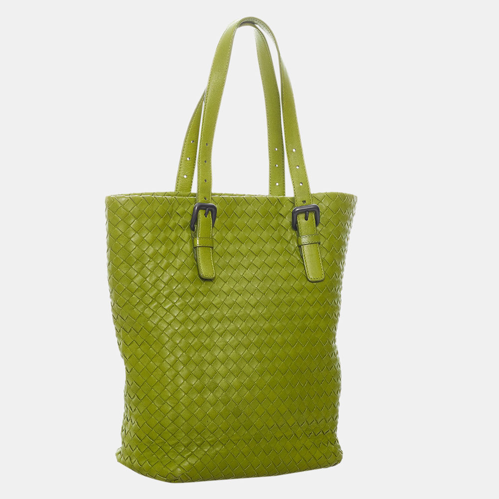 

Bottega Veneta Green Intrecciato Leather Tote Bag