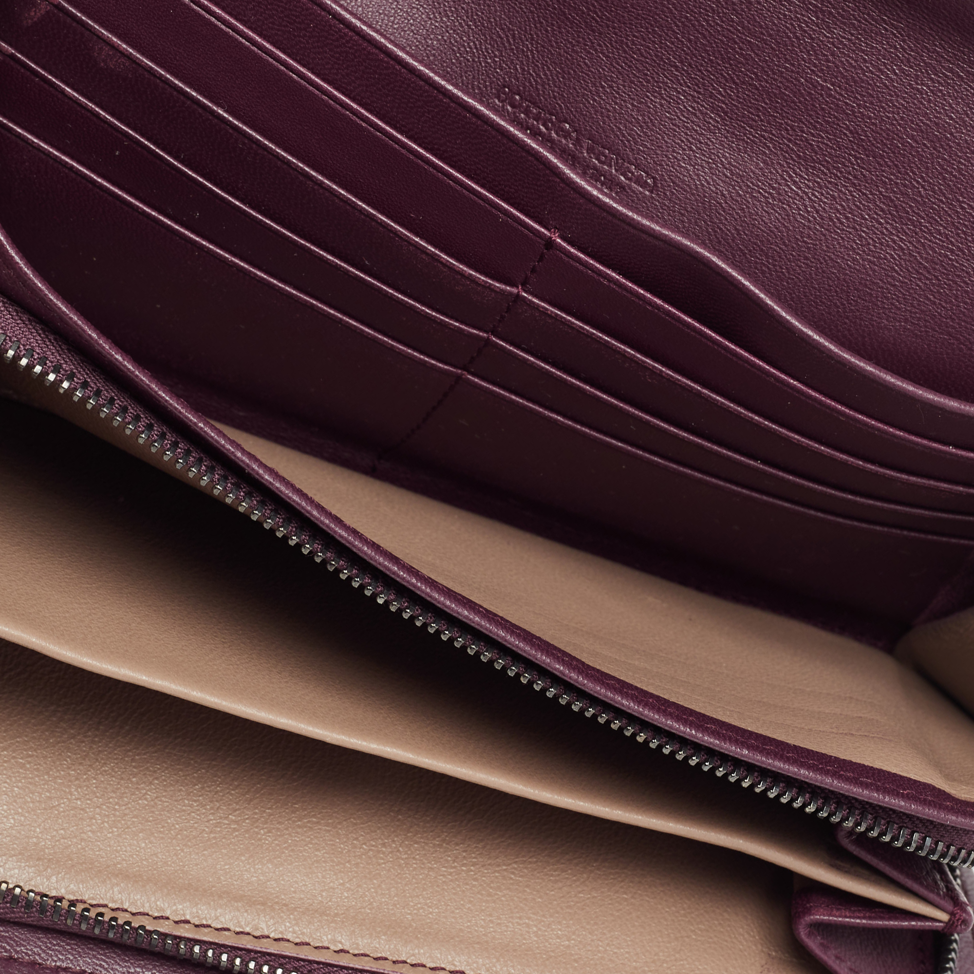 

Bottega Veneta Burgundy Intrecciato Leather Continental Flap Wallet