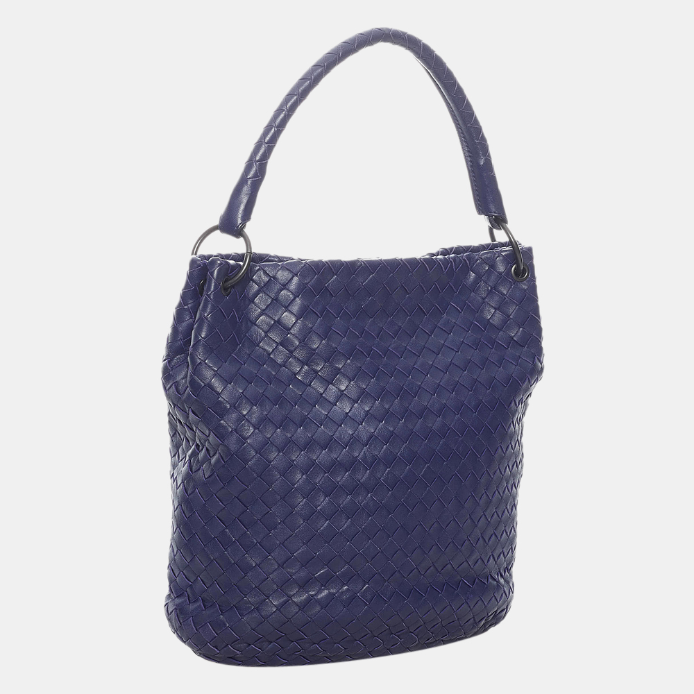 

Bottega Veneta Blue Intrecciato Leather Shoulder Bag