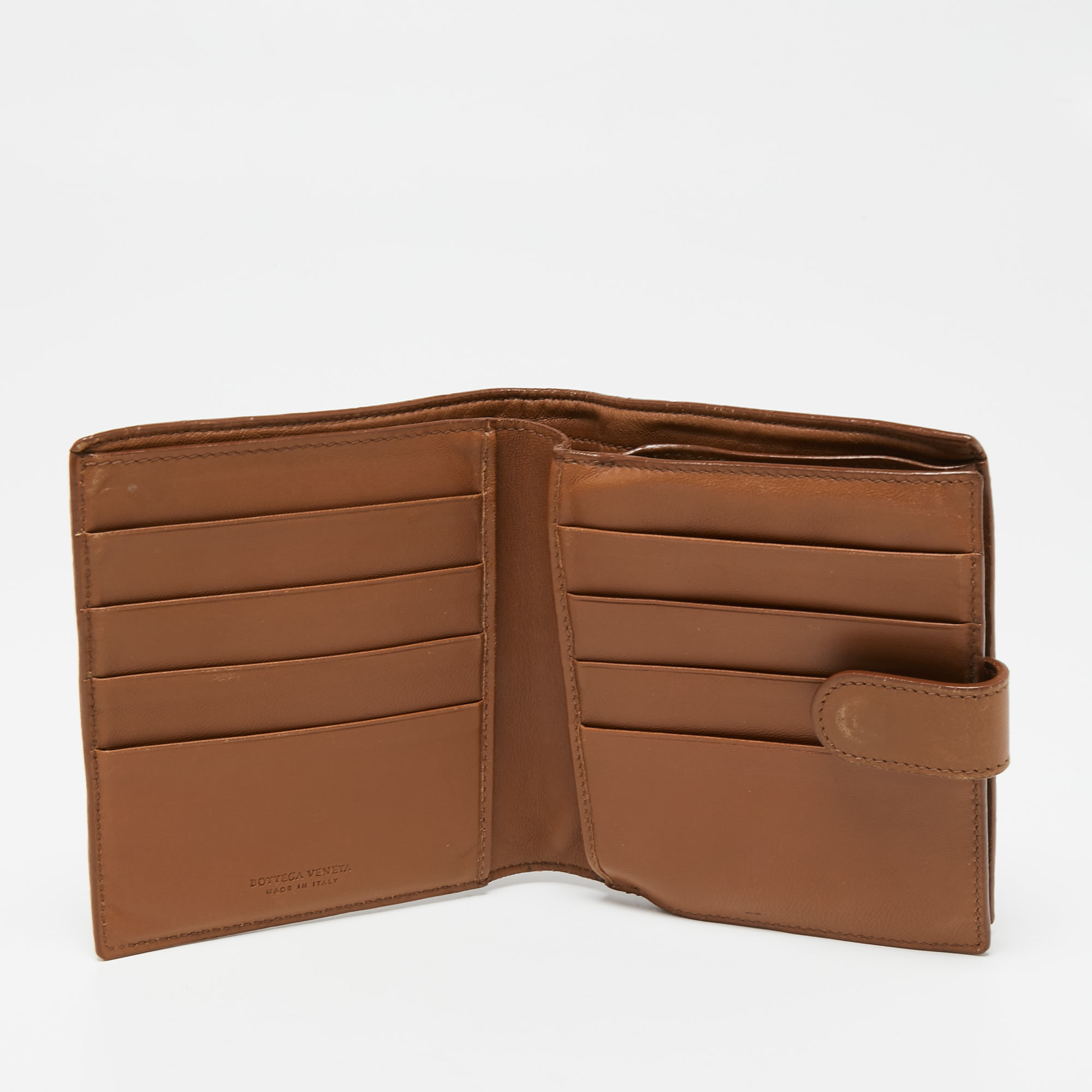 

Bottega Veneta Brown Intrecciato Leather French Compact Wallet