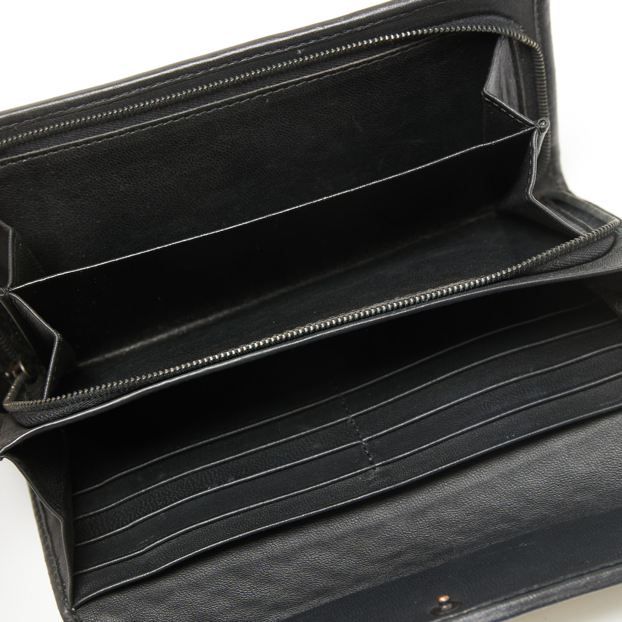 

Bottega Veneta Black/Beige Houndstooth Intrecciato Leather Flap Continental Wallet