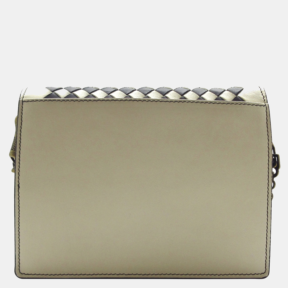

Bottega Veneta Black/White BIntrecciato Leather Wallet On Chain