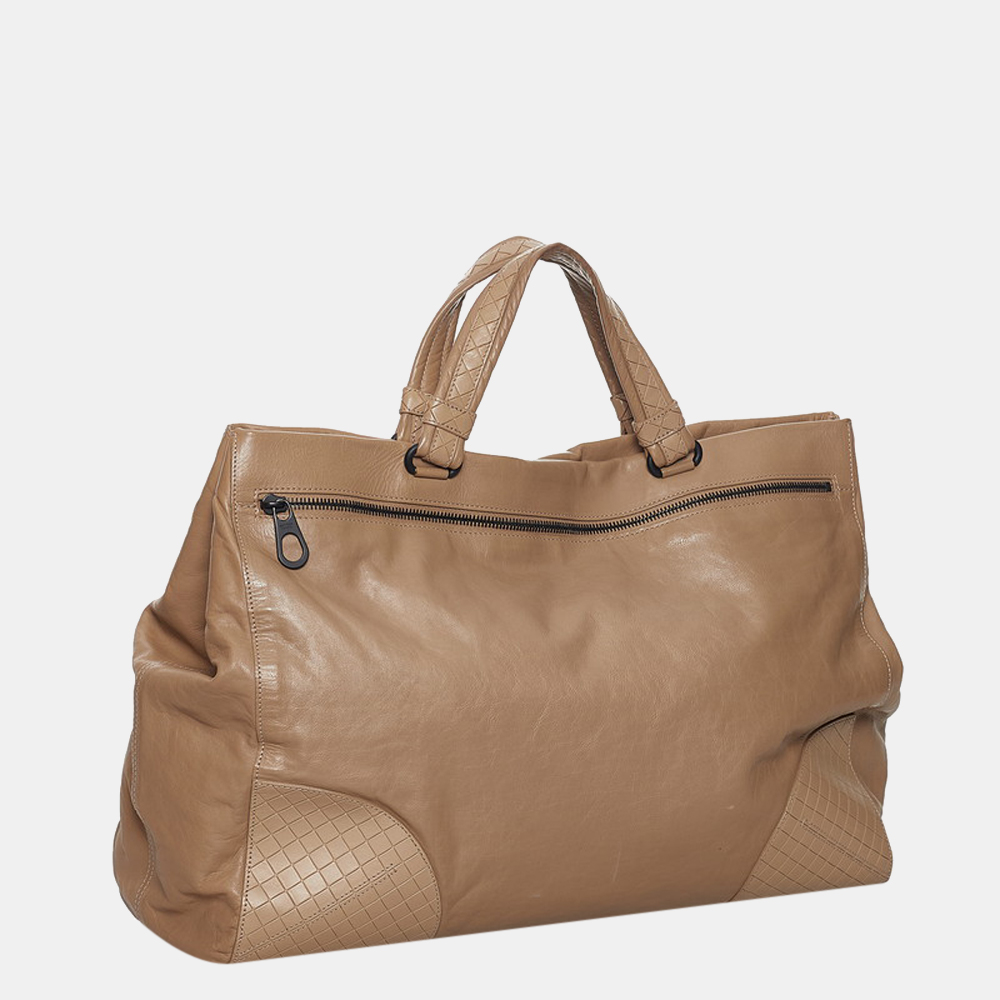 

Bottega Veneta Beige Leather Travel Duffle Bag