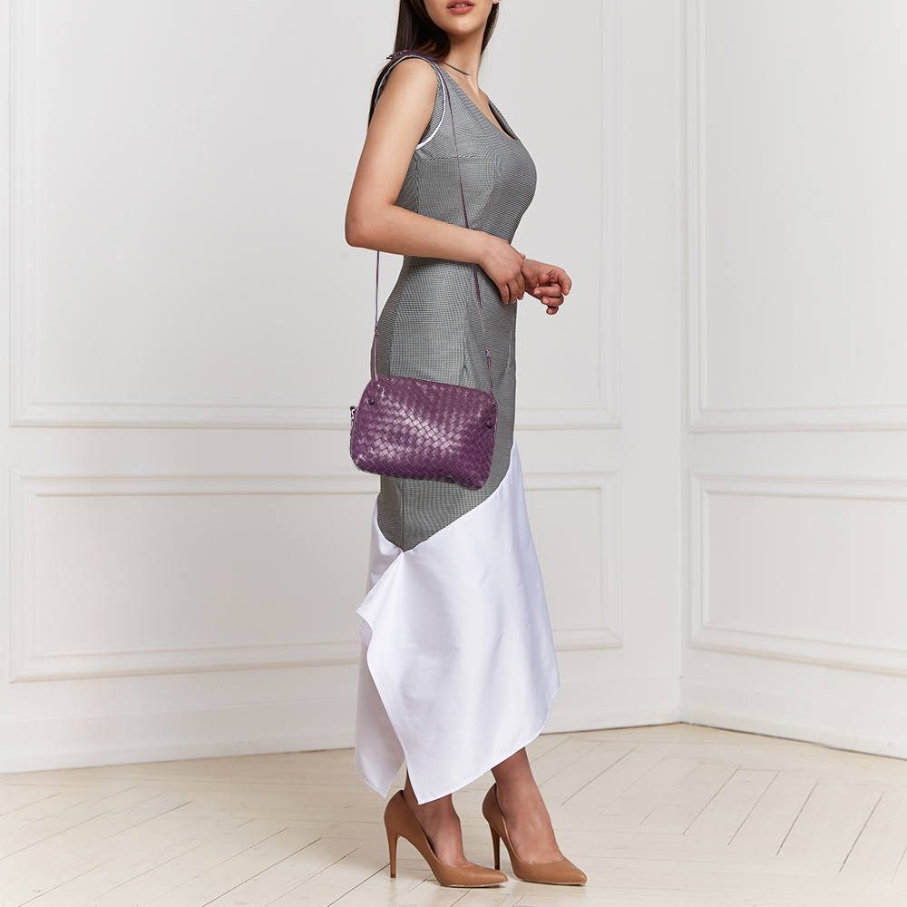 

Bottega Veneta Purple Intrecciato Leather Nodini Crossbody Bag