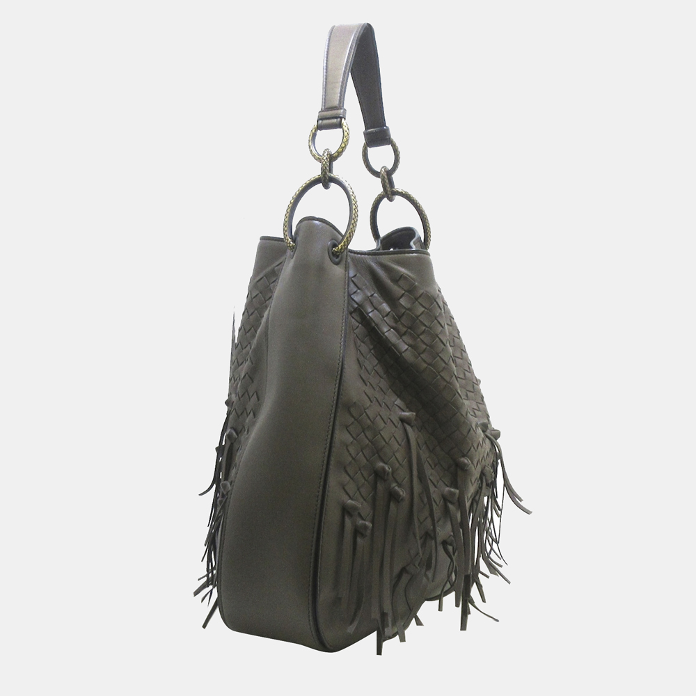 

Bottega Veneta Intrecciato Loop Fringe Hobo Bag, Brown