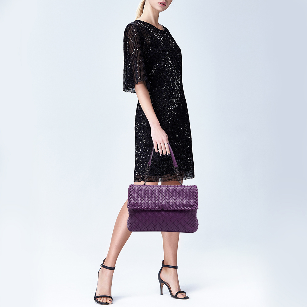 

Bottega Veneta Purple Intrecciato Leather Olimpia Top Handle Bag