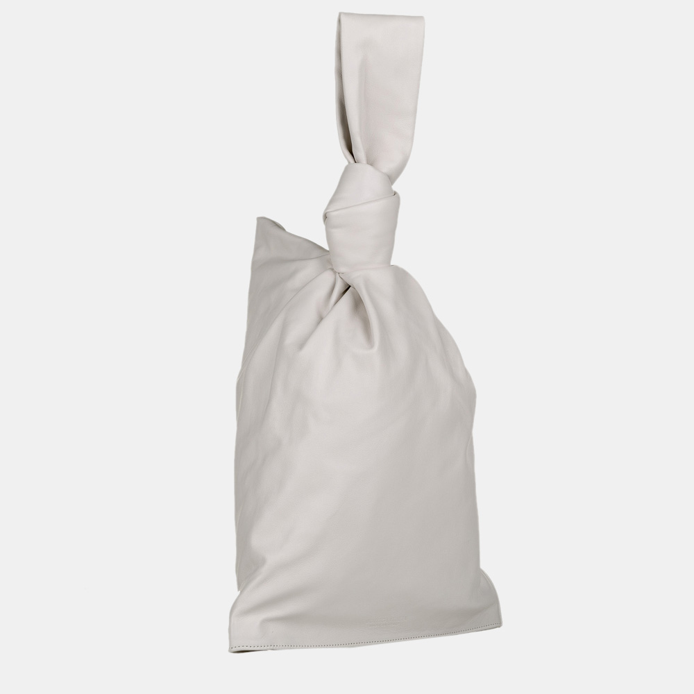 

Bottega Veneta White BV Twist Leather Clutch Bag