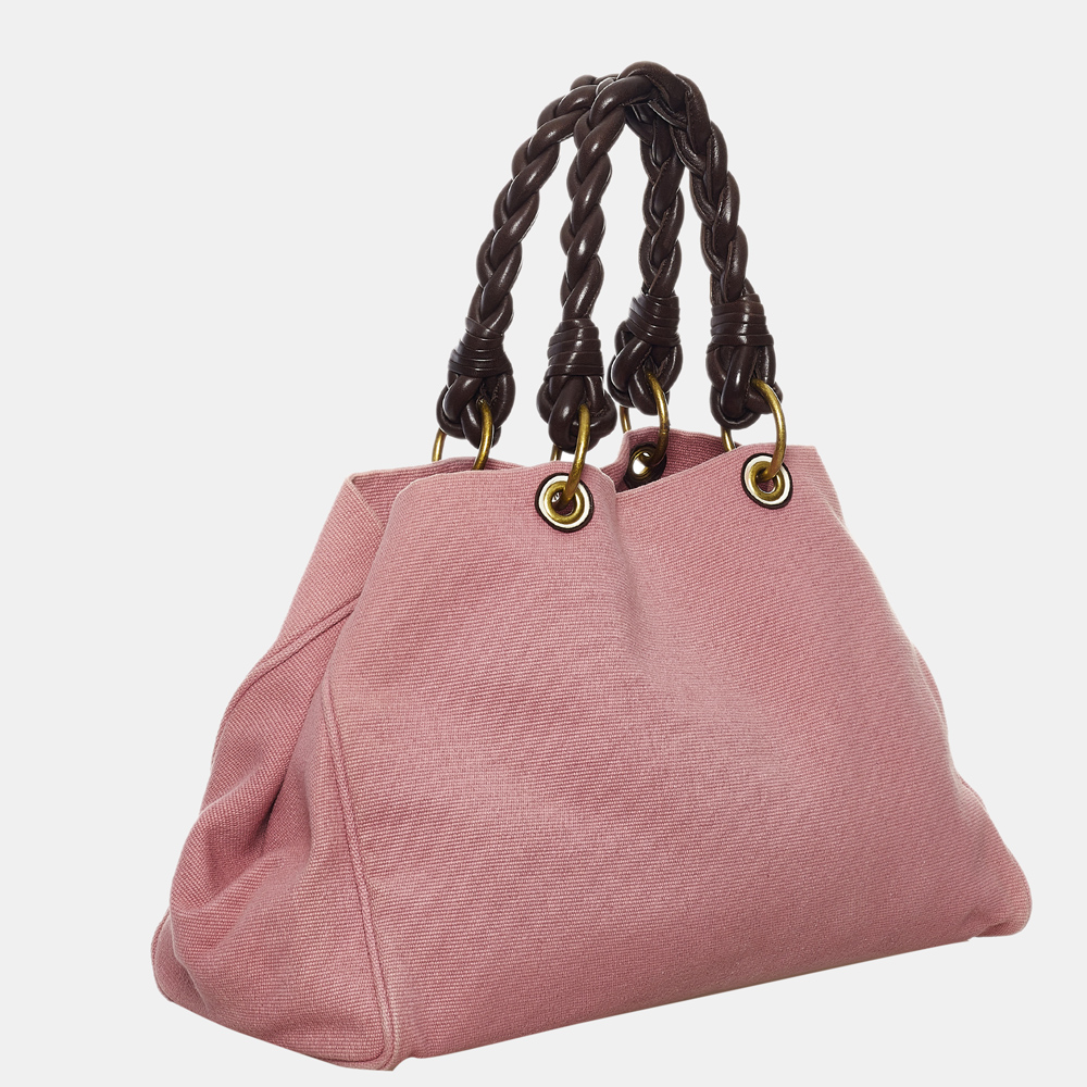 

Bottega Veneta Brown/Pink Canvas Tote Bag