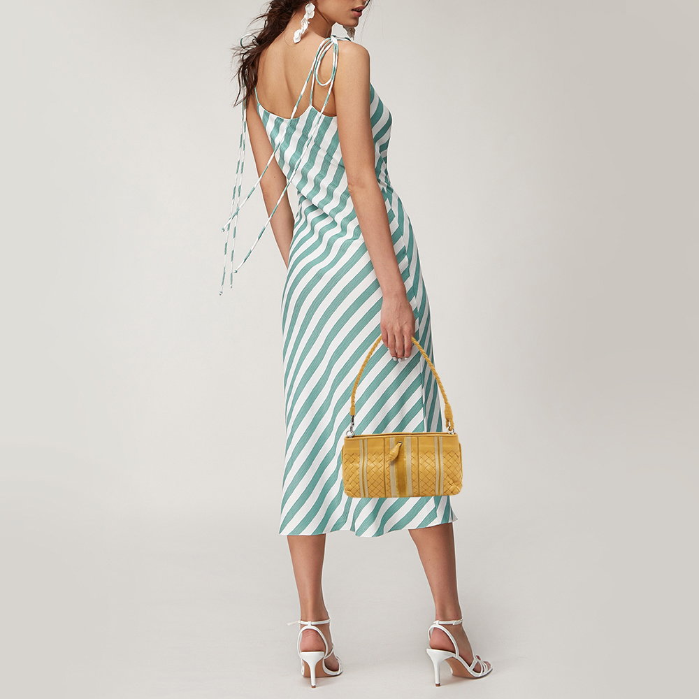 

Bottega Veneta Yellow Intrecciato Leather Shoulder Bag