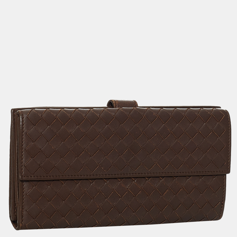 

Bottega Veneta Brown Intrecciato Leather Long Wallet
