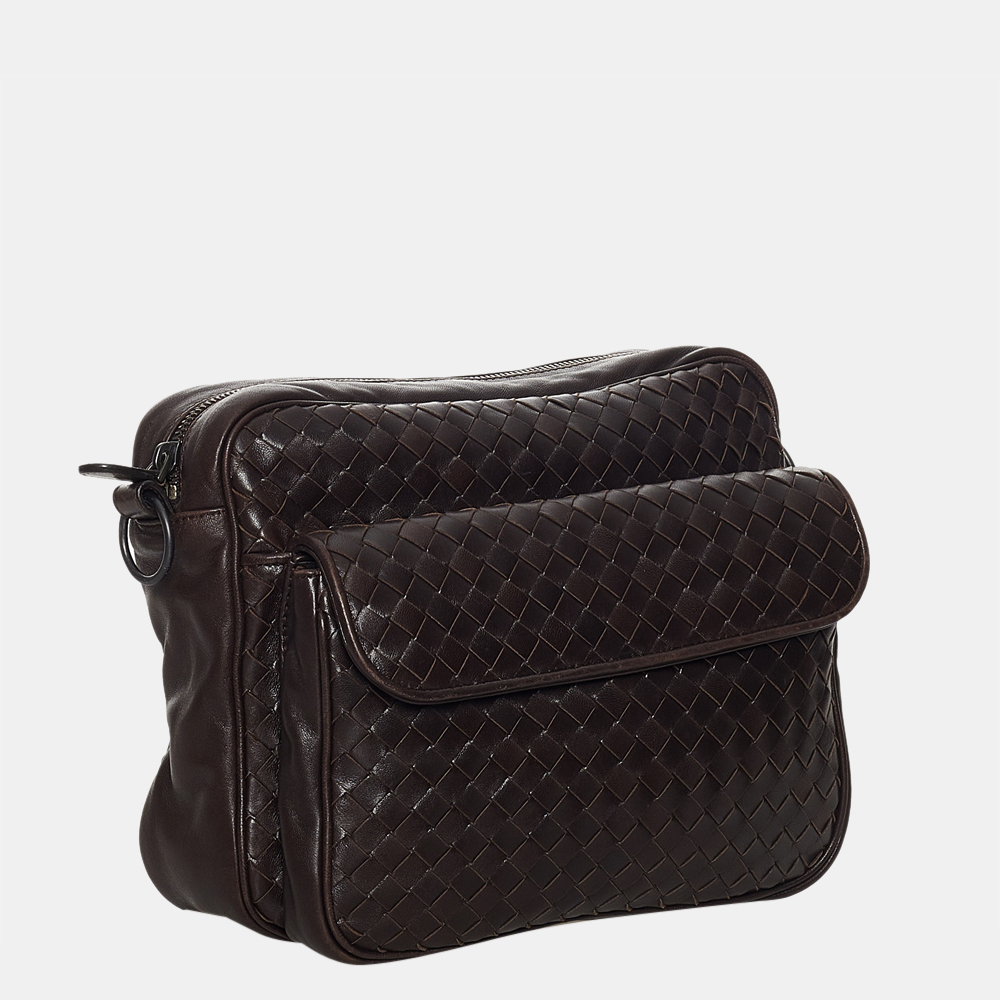 

Bottega Veneta Brown Intrecciato Leather Crossbody Bag