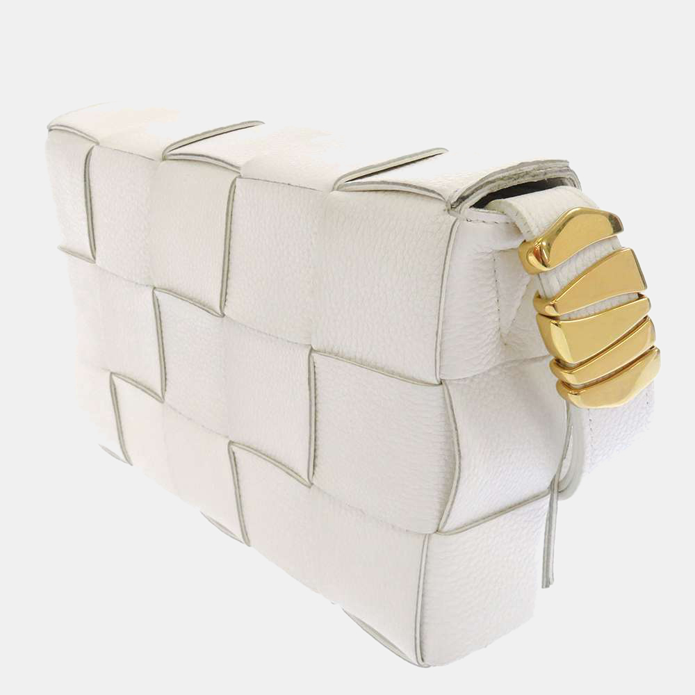 

Bottega Veneta White Calf Leather Cassette Shoulder Bag