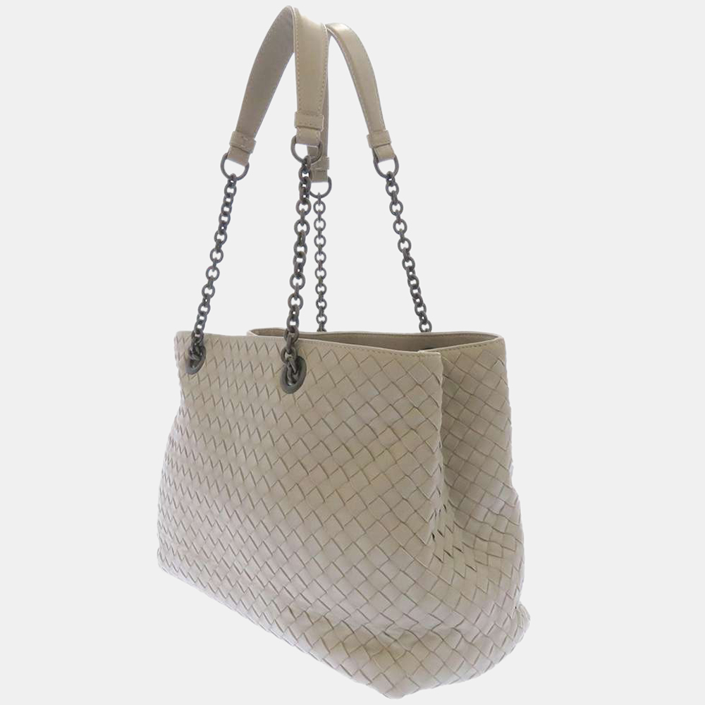 

Bottega Veneta Grey Leather Chain Tote Bag