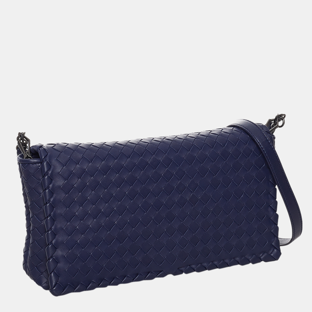 

Bottega Veneta Blue Intrecciato Leather Crossbody Bag