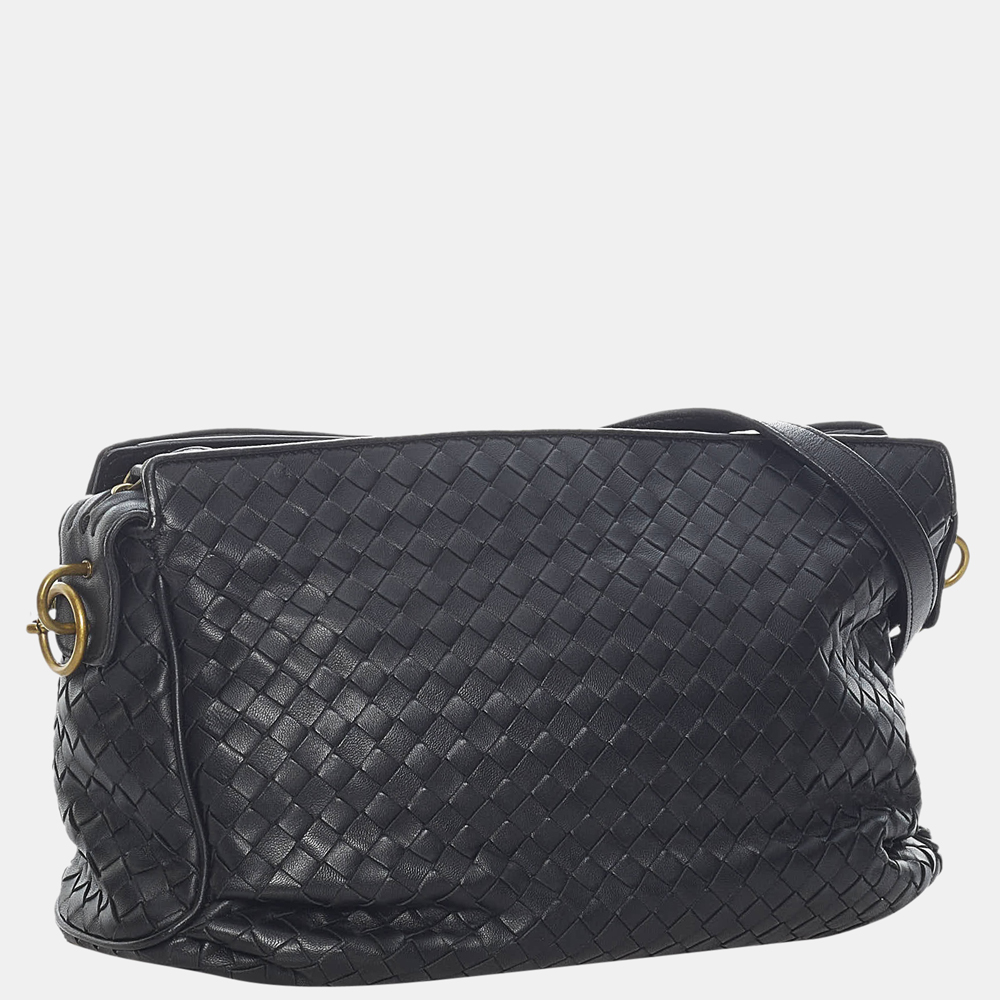 

Bottega Veneta Black Intrecciato Leather Crossbody Bag