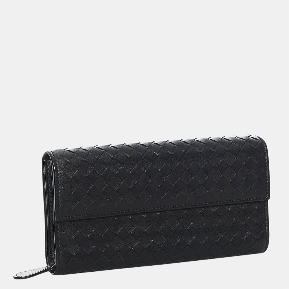 

Bottega Veneta Black Intrecciato Leather Long Wallet