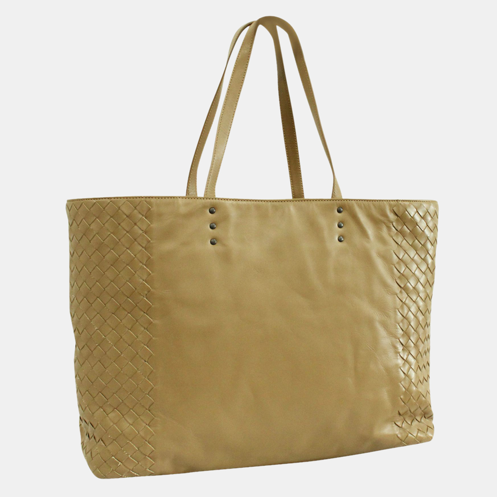 

Bottega Veneta Beige Leather Intercciato Tote Bag