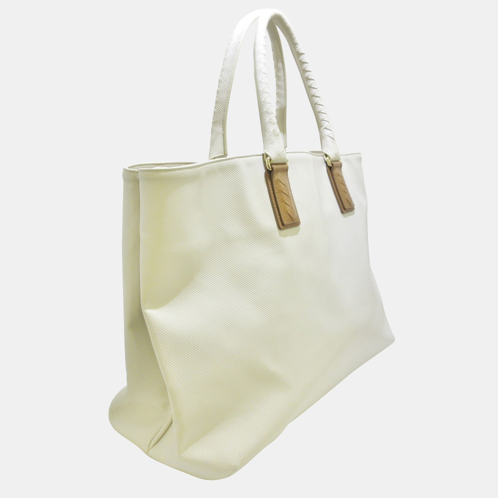 

Bottega Veneta White/Brown Marco Polo Tote Bag