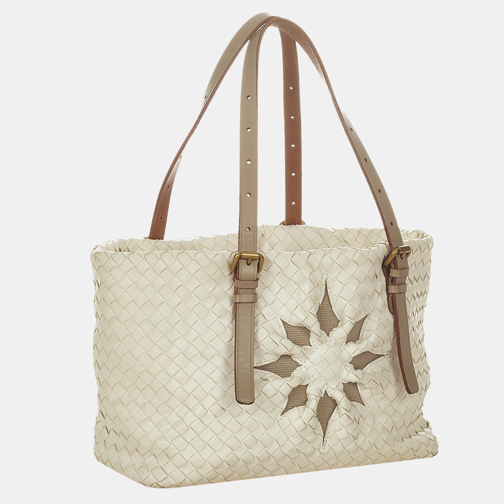 

Bottega Veneta Grey/White Intrecciato Leather Tote Bag