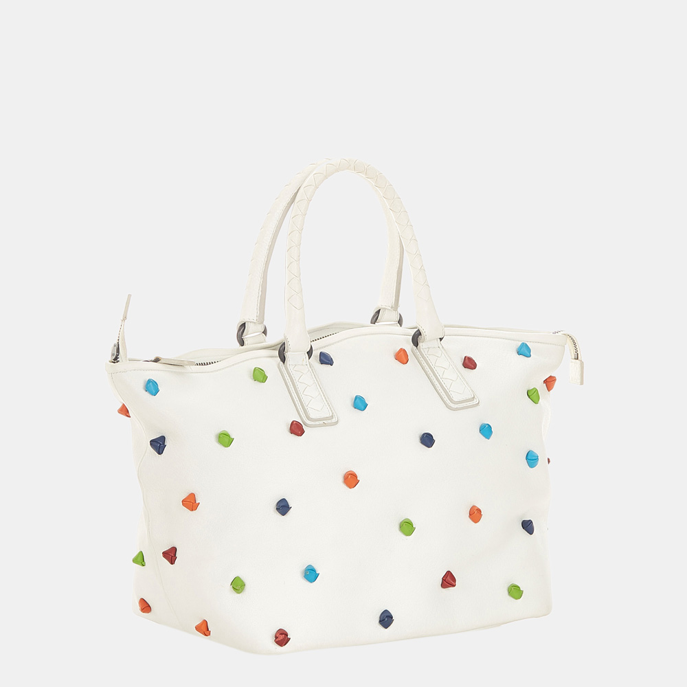 

Bottega Veneta White Intrecciato Leather Handbag