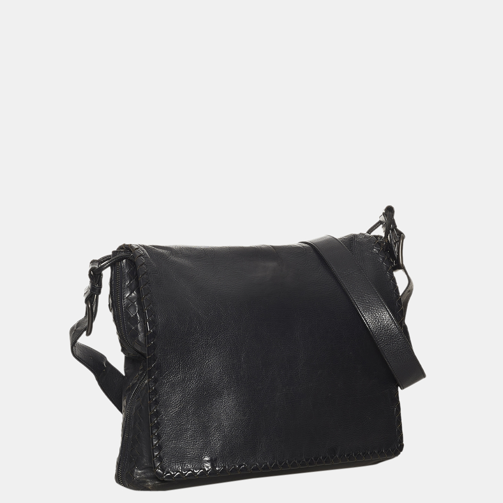 

Bottega Veneta Black Intrecciato Leather Crossbody Bag