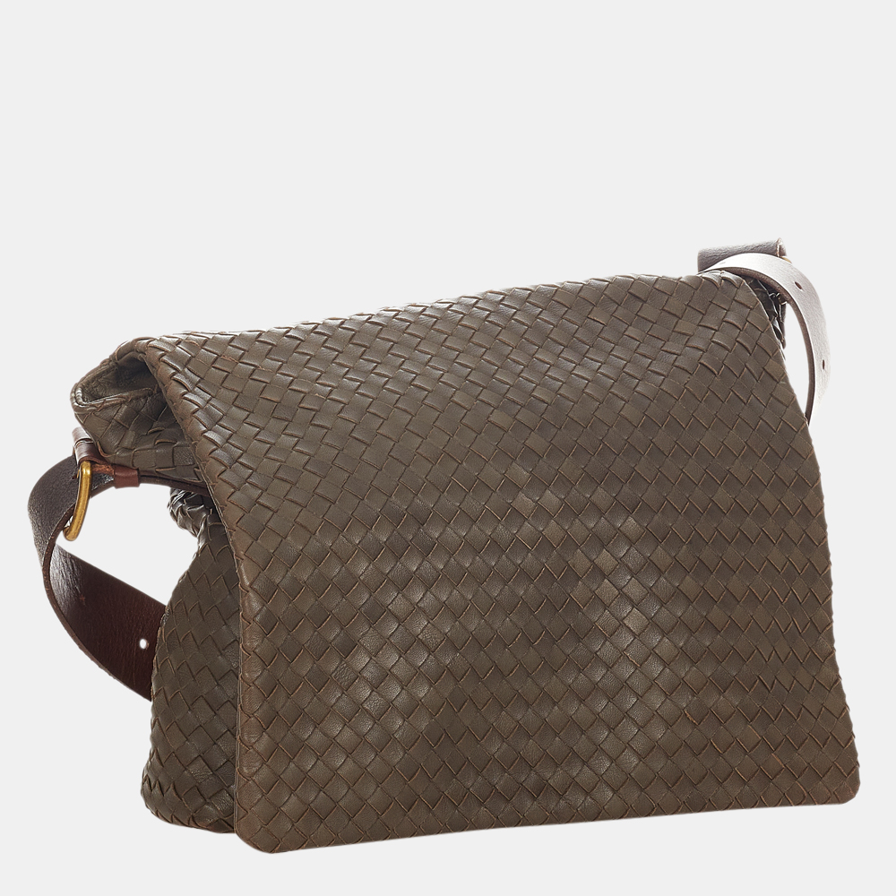 

Bottega Veneta Brown Intrecciato Leather Crossbody Bag