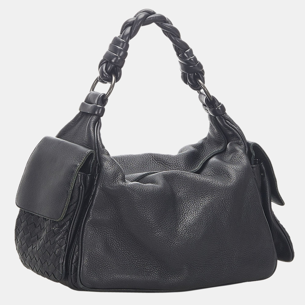 

Bottega Veneta Black Intrecciato Leather Shoulder Bag