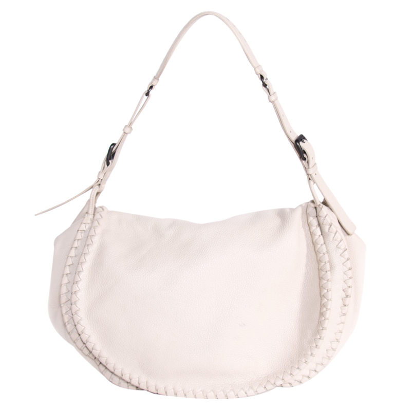 

Bottega Veneta White Cervo Flap Shoulder Bag