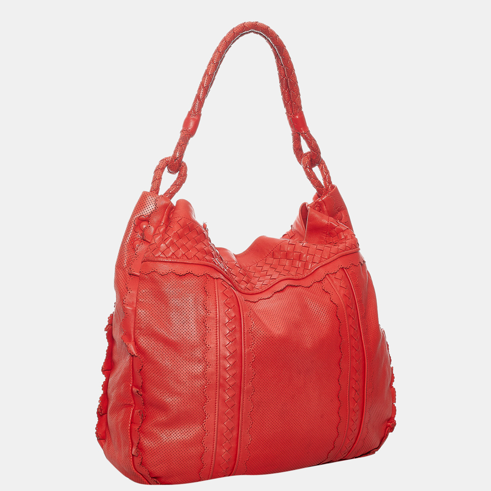 

Bottega Veneta Red Intrecciato Leather Tote Bag