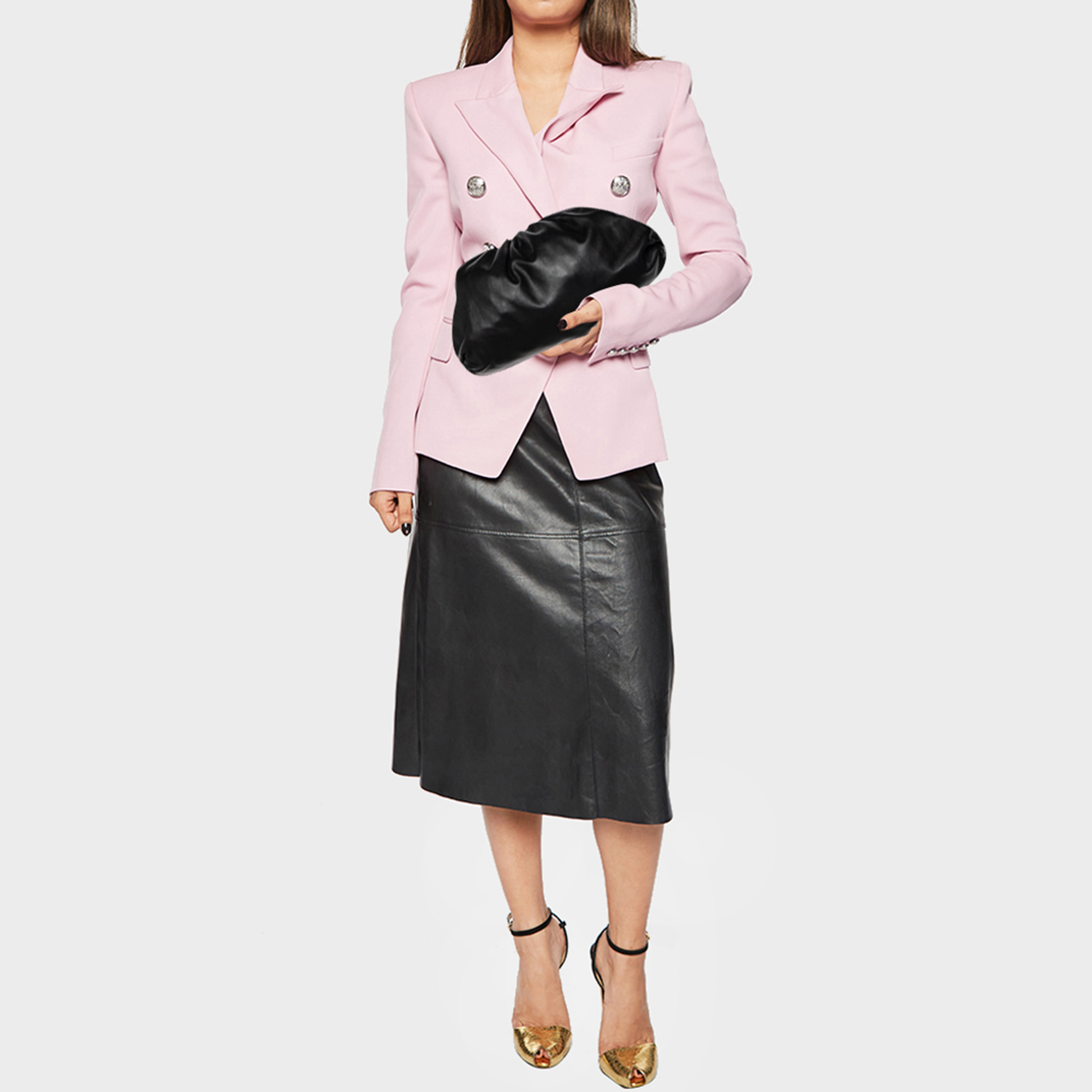 

Bottega Veneta Black Leather The Pouch Clutch