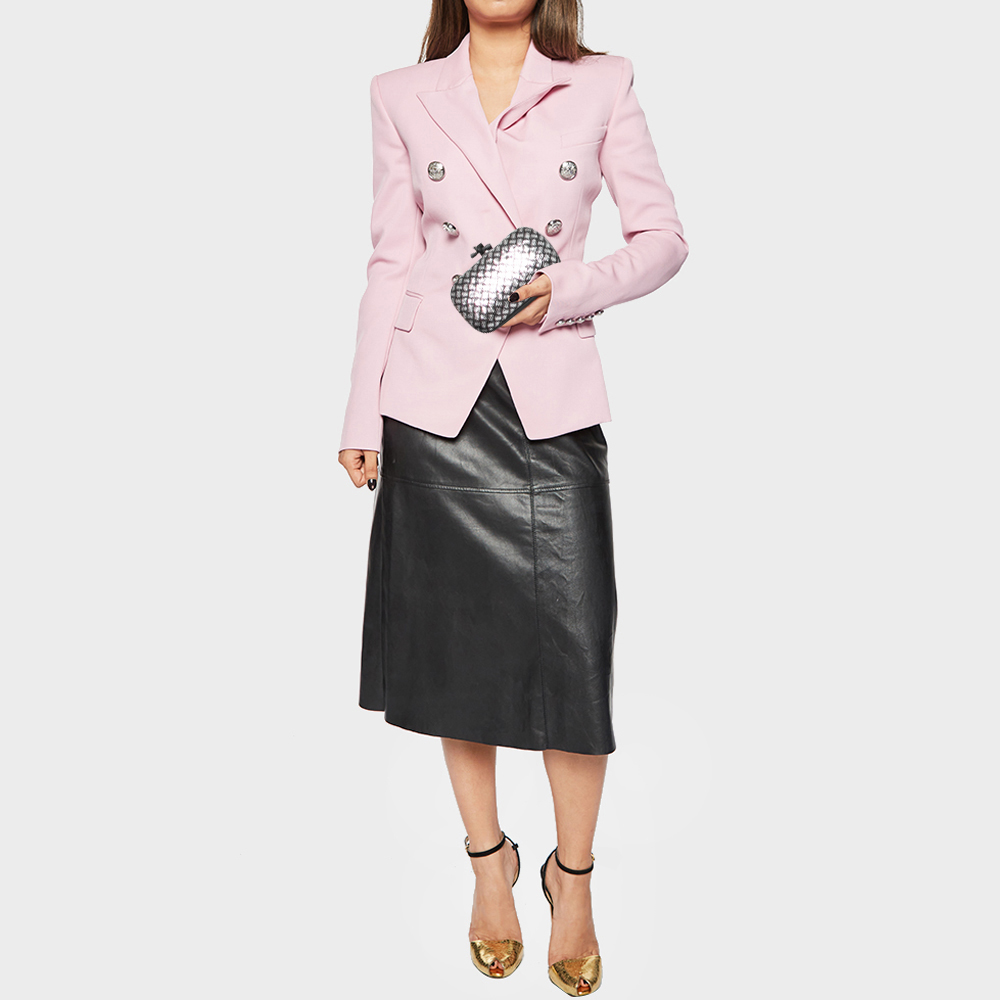 

Bottega Veneta Silver/Black Sequins Knot Clutch