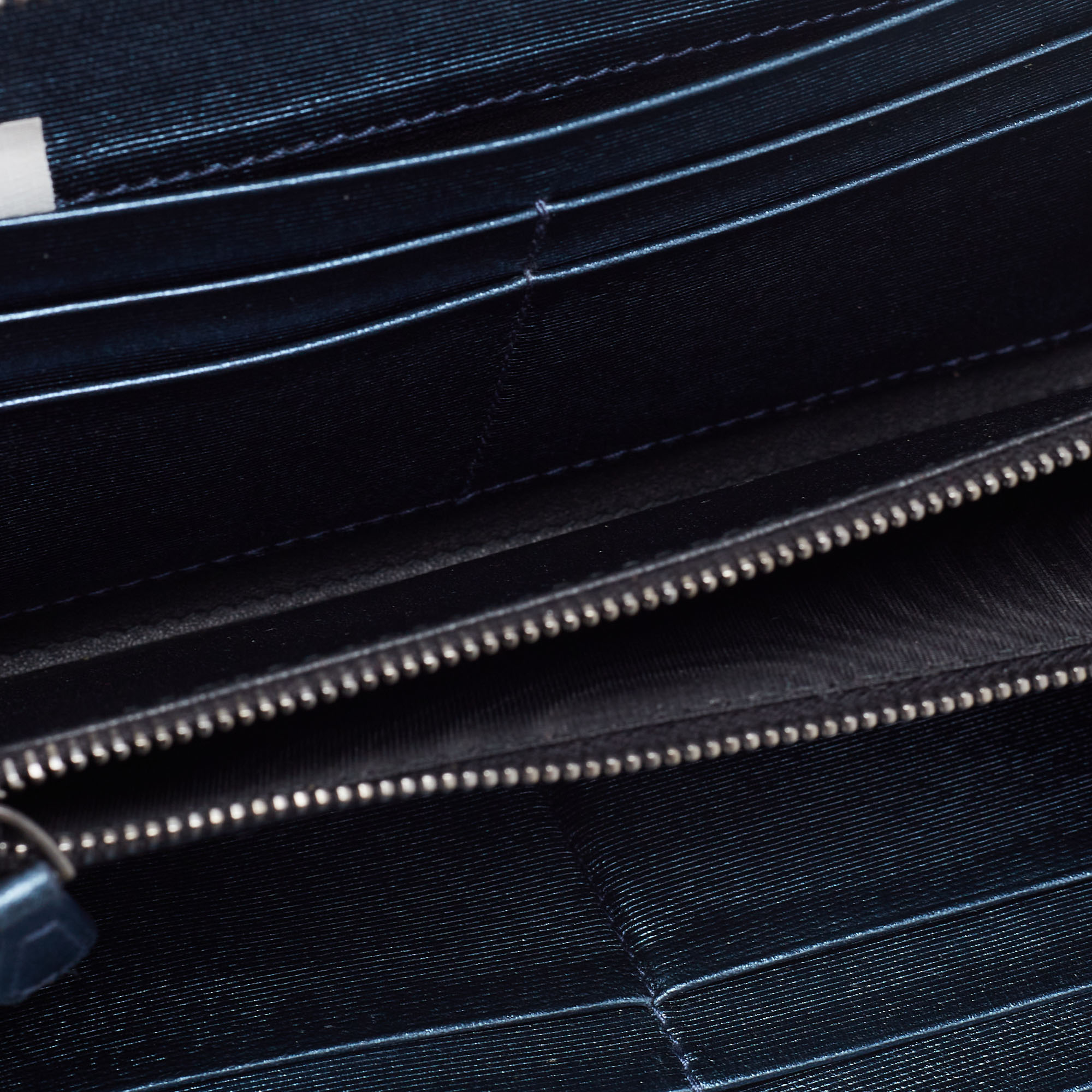 

Bottega Veneta Metallic Blue Intrecciato Leather Zip Around Wallet