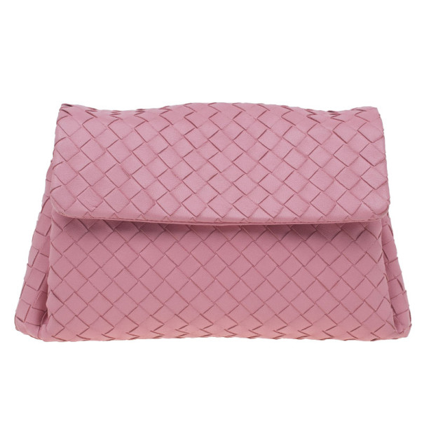 Pre Owned Bottega Veneta Pink Intrecciato Clutch